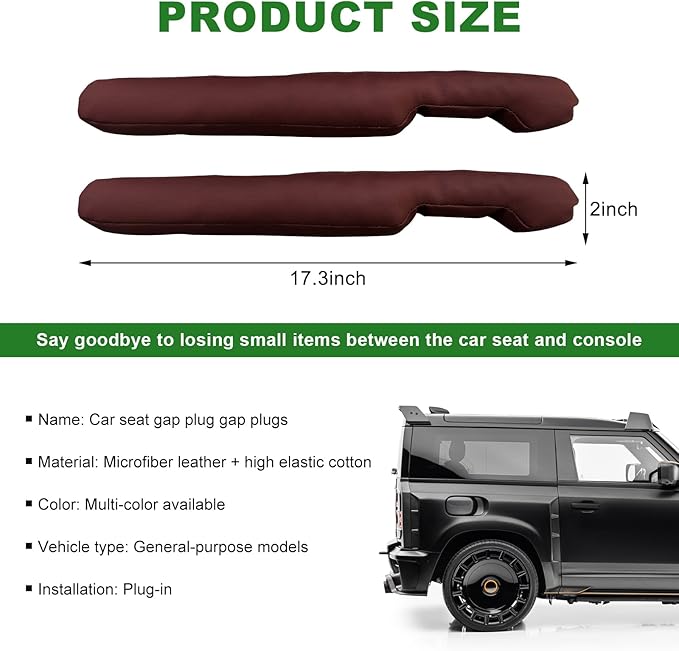 2 PCS Leather Car Seat Gap Filler, Auto Seat Blocker Organizer Fill The Gap Between Seat and Console, Universal Gap Filler Plug Stop Things from Dropping for Car SUV Truck (Wine Red)