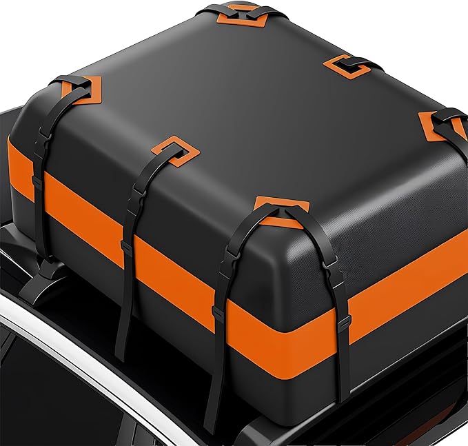 Rooftop Cargo Carrier, Car Top Carrier, Car Luggage Roof Storage Bag, Roof Storage for SUV, Waterproof Vehicle Soft-Shell Carriers,Long Straps, Anti-Slip Mat, Lock, PVC