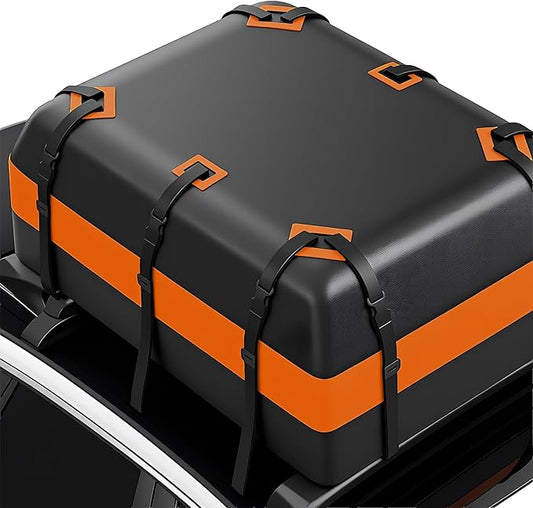 Rooftop Cargo Carrier, Car Top Carrier, Car Luggage Roof Storage Bag, Roof Storage for SUV, Waterproof Vehicle Soft-Shell Carriers,Long Straps, Anti-Slip Mat, Lock, PVC