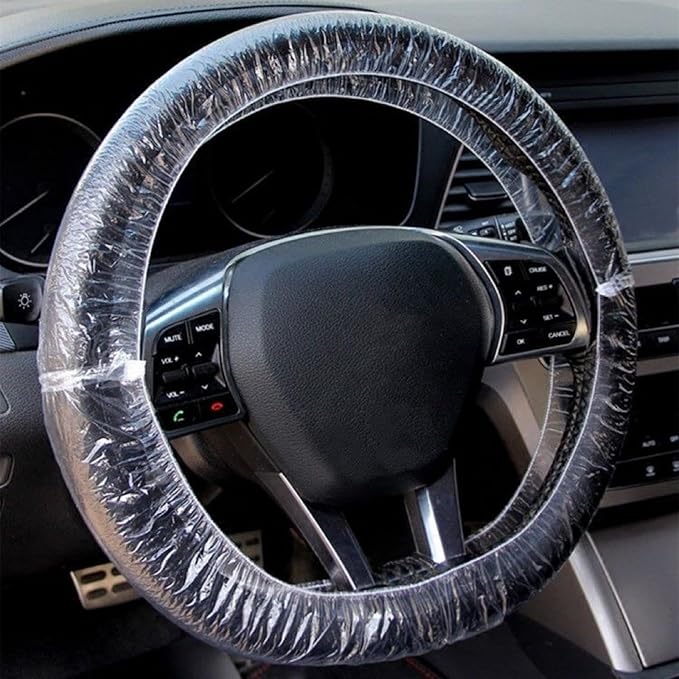 100 PCS Universal Car Disposable Steering Wheel Cover with Elasticity,Easy to Install Steering Wheel Shield,One-time Use Car Steering Wheel Protector for Auto Truck Bus, Keep Auto Interior Clean