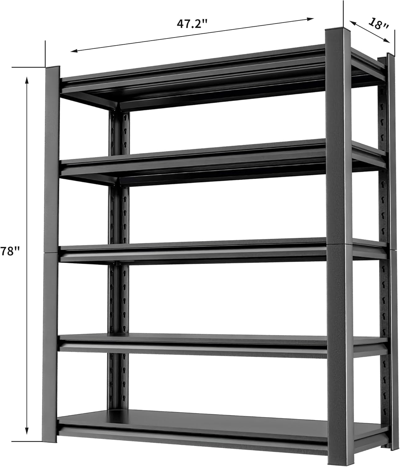 Garage Shelving Heavy Duty, 5 Tier Metal Storage Shelf Unit for Industrial and Utility Use - Durable Metal Shelf Organizer, Garage Storage Shelf 18" D x48 W x78 H（2 Pieces）