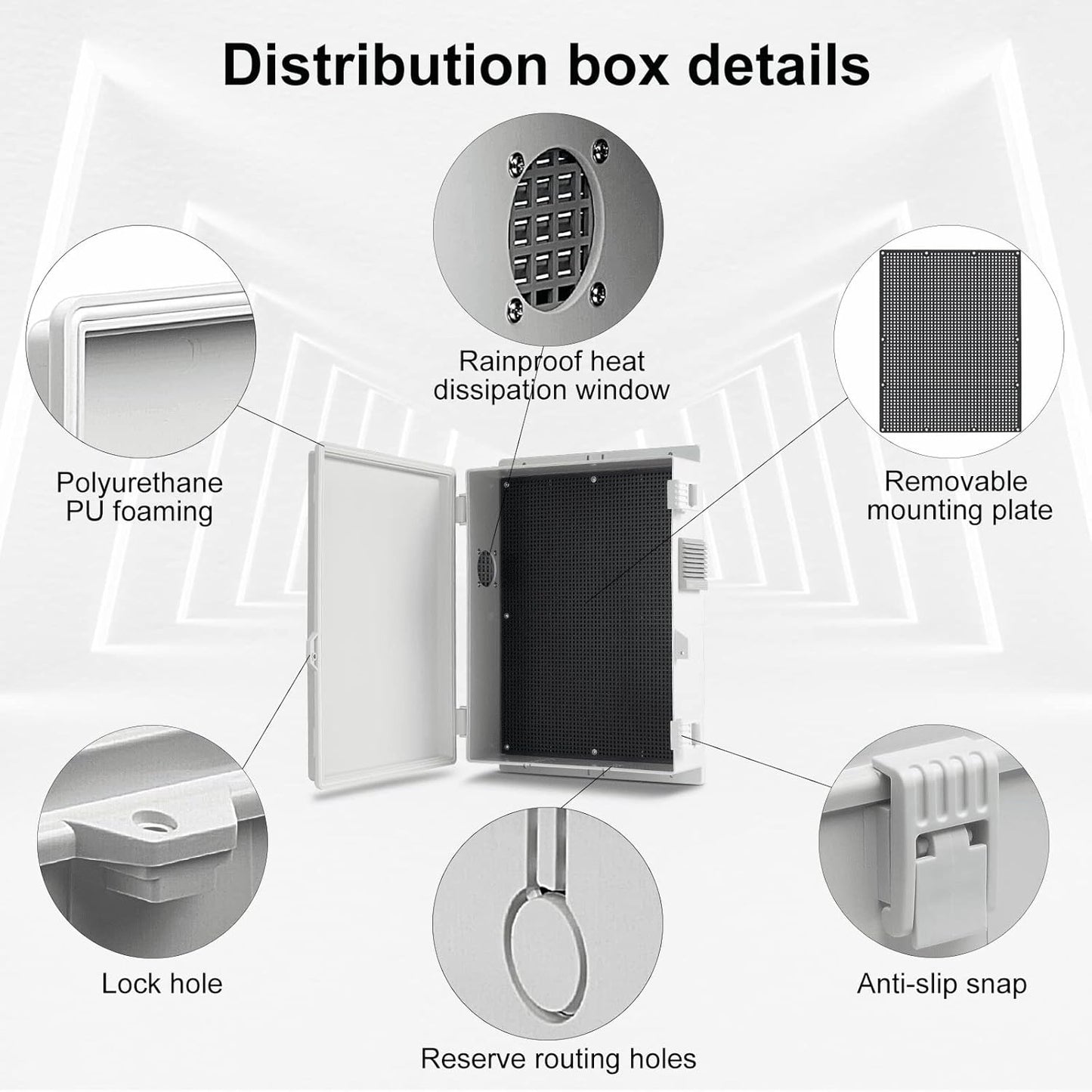 Outdoor Electrical Junction Box, ABS Water Resistant Enclosure with Internal Mounting Panel & Hinged Cover, 15.7" H* 11" L* 4.1" W