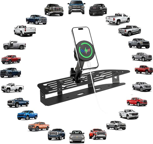2024-2025 Silverado 1500 Magnetic Phone Mount – Compatible with 2022-2025 Chevy Silverado & GMC Sierra, No-Drill Metal Cell Phone Holder for Dash Platform Car Accessories
