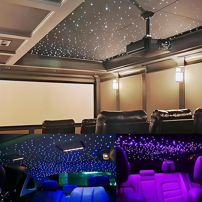 AKEPO Small Size 16W RGBW APP Twinkle Fiber Optic Lights, Music Activated 300pcs 0.03in 9.8ft/3m Optical Fiber Star Ceiling Light Kit for Car Headliner Star/Home