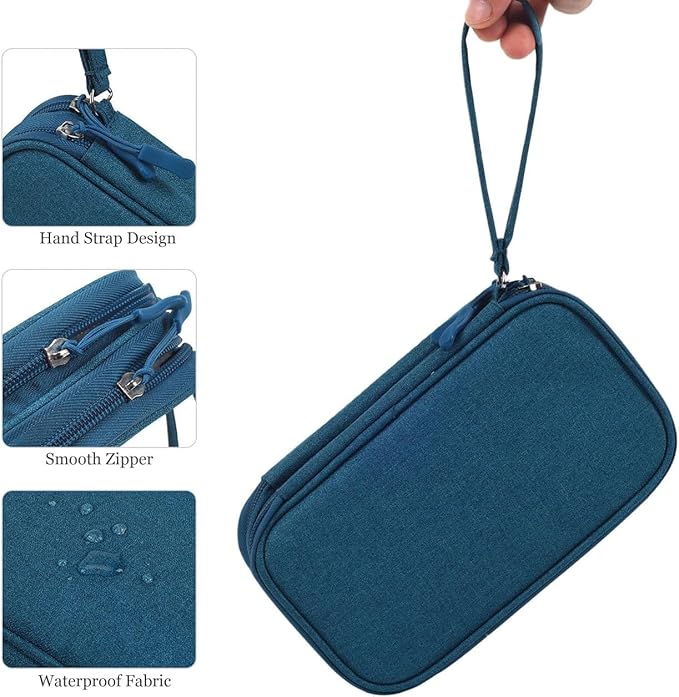 Electronic Organizer Travel Cable Accessories Bag, Waterproof Electronic Organizer Case, Accessories Organizer Bag for Power Bank, Charging Cords, Chargers, USB Cable, Earphones (Dark Green)