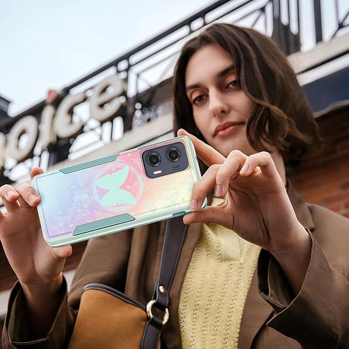 for Moto Edge 2024 Case - Compatible with MagSafe Women Girls Cute Magnetic Protective Phone Cover Girly Kawaii Pretty Butterfly Heavy Duty Shockproof Design for Motorola Moto Edge 2024 Cases