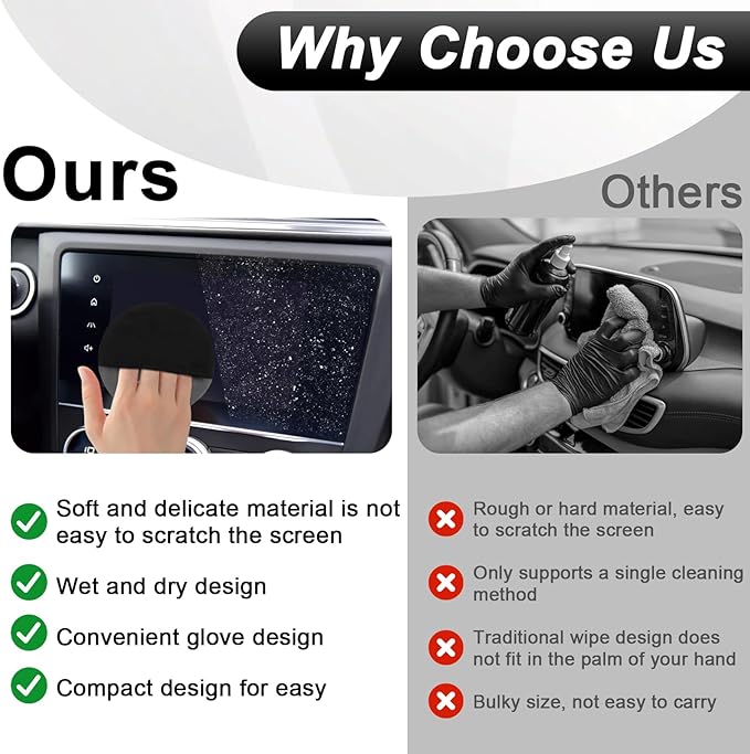 Car Screen Cleaner, 4.21''×4.21'' Microfiber Dashboard Wipes, Round Microfiber Cloth, Car Display Wipes,Vehicle Screen Cleaner Tool Universal for Car Dashboard Car Display Car Interior Tools (Black)