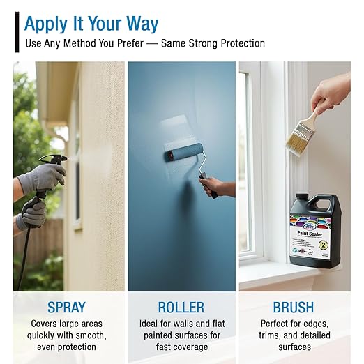 Rain Guard Paint Sealer Concentrate SP-9002 | Makes 2 Gallon | Protects Painted Concrete, Wood, Stone | Silane/Siloxane Acrylic Waterproofer | UV Resistant | Fast Drying | Semi-Satin Finish