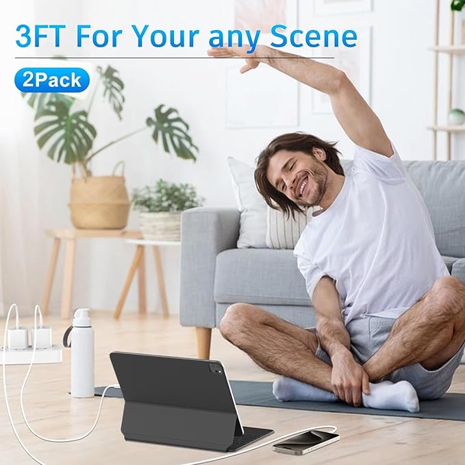 2Pack USB C Fast Charger for iPad Pro 13/12.9/11 in 2025-2018,iPad 11th,iPad Air 4th/5th 10.9",iPad mini 7th Generation,iPad Charger Fast Charging Wall Charger Block with 3FT USB C to C Cable
