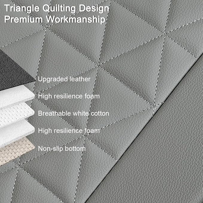 Black Panther Luxury Faux Leather Car Seat Cover for Front Bottom Seat, Anti-Slip and Wrap Around The Bottom, Fits 95% of Vehicles - 1 Piece,Light Gray