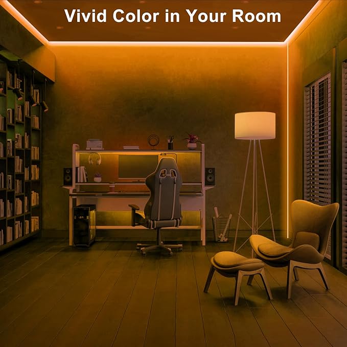 Tatazone 32.8ft 1800K COB Led Strip Lights with RF Remote, Dimmable Bright Adhesive Indoor Amber Led COB Light Strip for Cabinet, Painting, Room, Bed