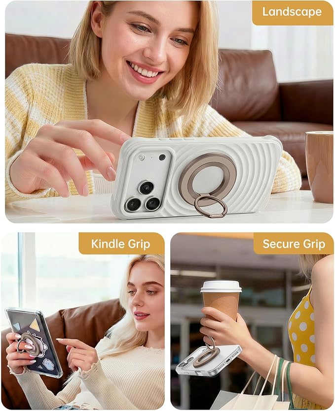 SYNCWIRE Magnetic Phone Ring Holder for MagSafe, 360° Rotation Cell Phone Grip Stand Finger Ring Kickstand Two-Sided Magnet Compatible with iPhone 17 Pro Max 16 15 14 13 12 MagSafe Accessories