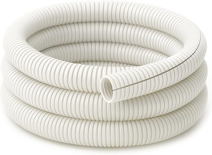 Electriduct Split Wire Loom Tubing Polyethylene Corrugated Flexible Conduit - 1" Nominal Size - 20 Feet - White