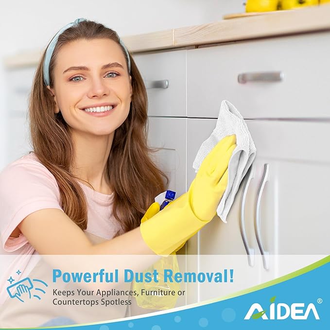 AIDEA Microfiber Cleaning Cloth White-50PK, Soft Microfiber Towels for Cars, Absorbent Cleaning Rags, Lint-Free Streak-Free Wash Cloths for House, Kitchen, Window,11.5"×11.5"