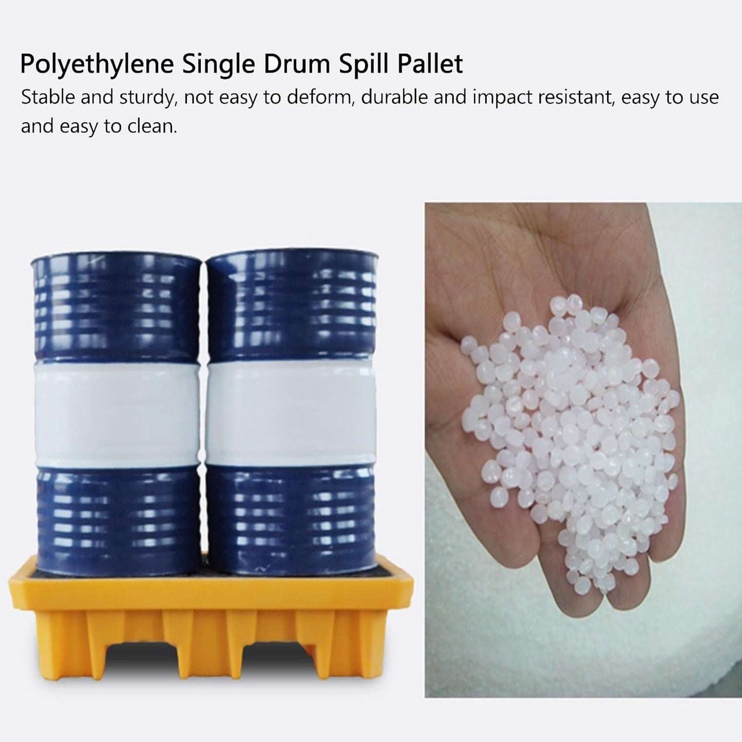 2 Drum Containment Spill Pallet, Polyethylene Low Profile Paint Bucket Tray, Industrial Garage Storage Detachable Shipping Leakproof Platform (Color : Yellow-2 Pack, Size : 26.4"x26.4"x3.9"