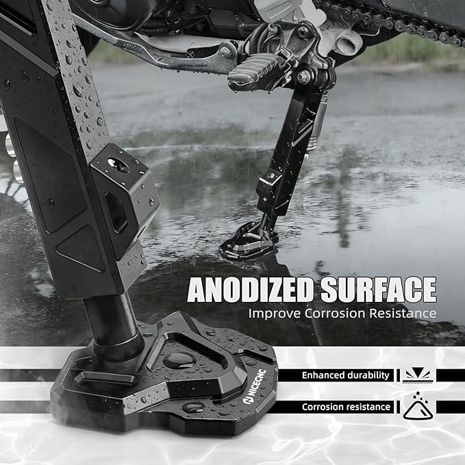 NICECNC Black Adjustable Side Stand Kickstand Compatible with Honda CRF1100L Africa Twin 2020-2026, CRF1100L Africa Twin Adventure Sports 2020-2026, Replacement for 50530-MKS-E01