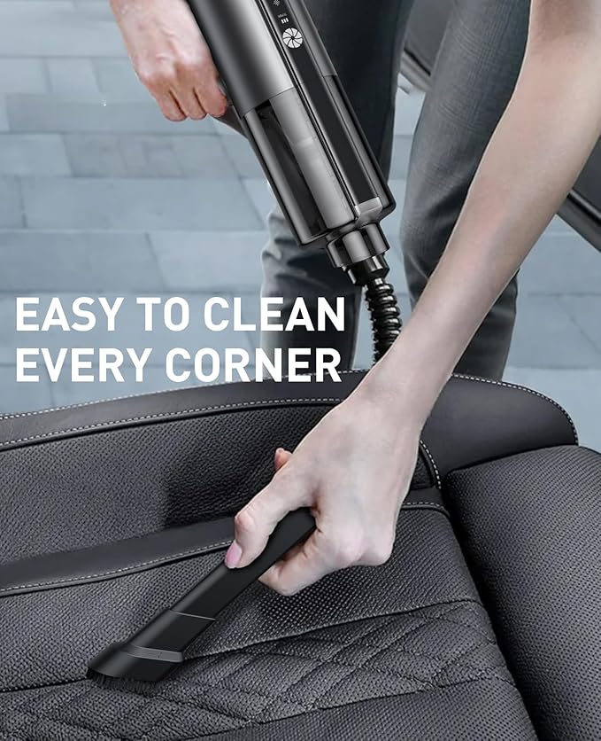 CAFELE Car Vacuum Cleaner Cordless Portable, 14000PA High Power Brushless Motor 3 in 1 Mini Duster & Air Blower & Inflatable, with 7 Nozzles, LED Green Light, for Home Office Car Detailing Vacuum