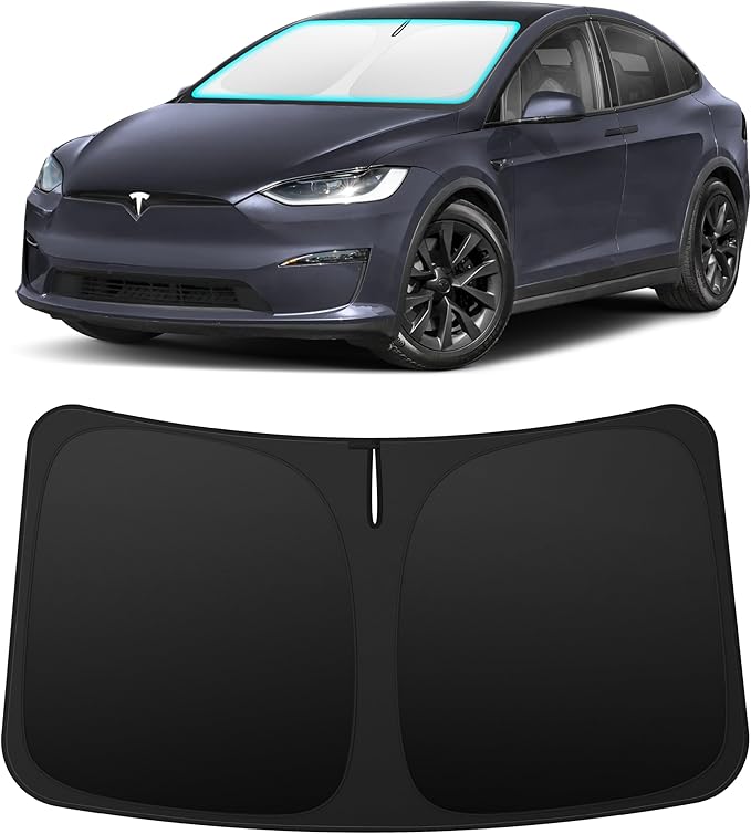 INSAUTO Custom Fit Windshield Sun Shade Accessories for Tesla Model X 2016-2026, Foldable Front Window Sunshade, UV & Heat Reflector, Keeps Interior Cool, Includes Storage Bag