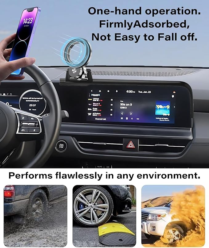 Car Phone Holder for Kia Seltos 2024 2025 Accessories Apply to 8/10.25 Inch Touch Screen Fixed Clip Magnetic Cell Phone Mount Hands-Free 360 Degree Rotation
