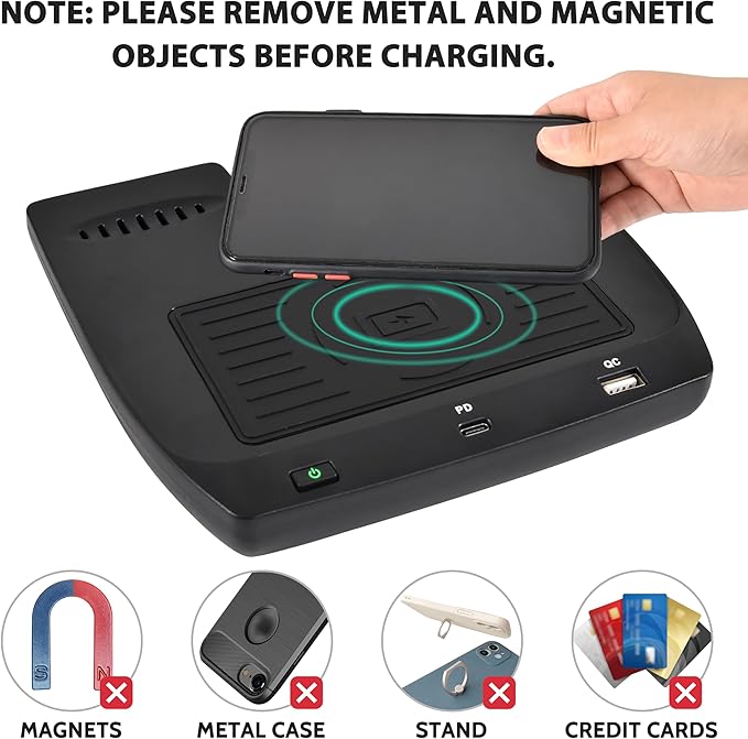 KEWISAUTO Car Wireless Charger for 2016-2021 Honda Civic, Center Console Charging Panel USB-A USB-C Fast Phone Charger Pad for Honda Civic 2016 2017 2018 2019 2020 2021 Accessories