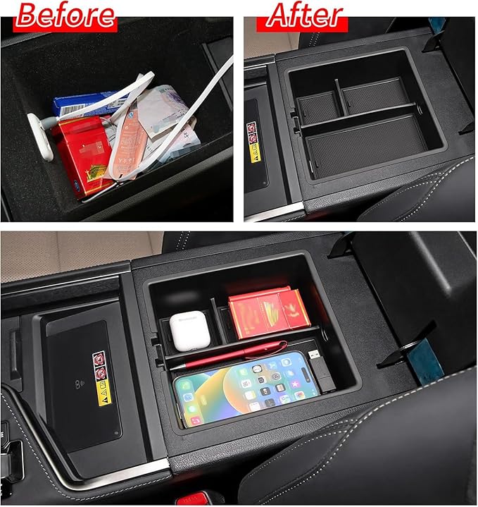 smabee Center Console Organizer Tray Compatible with 2024 2025 2026 Lexus GX 550 GX550 Accessories Armrest Storage Box ABS Insert Storage Tray Interior (Not Fit Cool Box)
