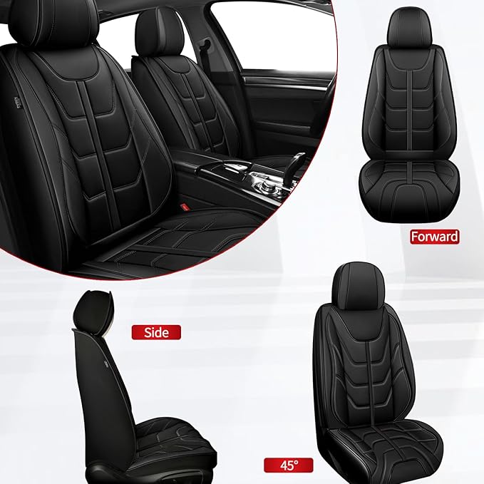 TTX LIGHTING Car Seat Covers fit for Jeep Liberty 2002-2012 Front Seat: Premium Leather Automotive Seat Cover with Airbag Compatible Waterproof (2 Seats, Black)