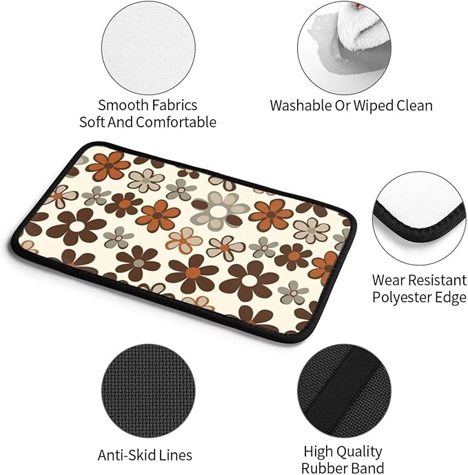 Brown Daisy Center Console Cover Floral Hippie Daisies Flower Car Accessories Armrest Box Lid Protector Cover