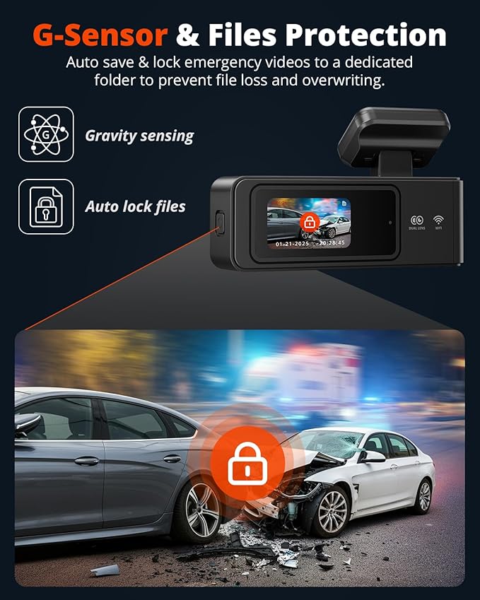 2K Dash Cam Front and Rear with 64GB SD Card, Wireless WiFi Dash Camera for Cars, 1.5'' Screen Mini Dashcam Front and Back, Support G-Sensor/Time Lapse 2 Kinds Parking Monitor