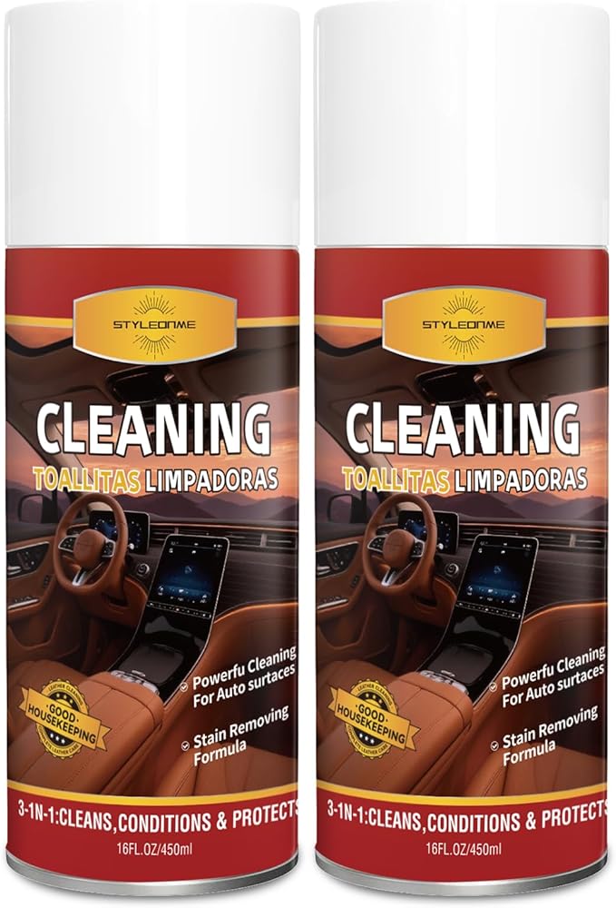 Dashboard Polish Wax, Premium Leather Cleaner & Conditioner 2 in 1 - Safe for Car Seats, Shoes, Jackets | Deep Cleaning & Moisturizing, Removes Stains/Dirt Without Damaging Leather, 30 oz(Pack of 2)