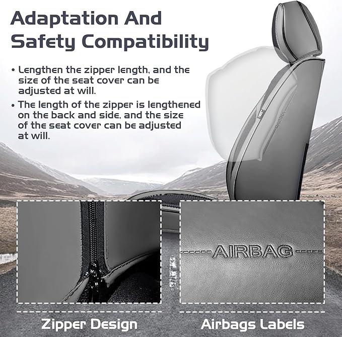 Truck Seat Covers for Ford F150 2009-2026, Waterproof Premium Leather Full Coverage Car Seat Cover, Muscle Sport Style Auto Interior Seat Cover Sets (Front Set/Gray Black)