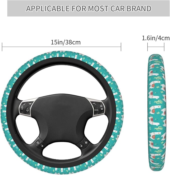 Llama Universal 15 Inch Steering Wheel Covers Non Slip Neoprene Car Wrap Cover For Adults