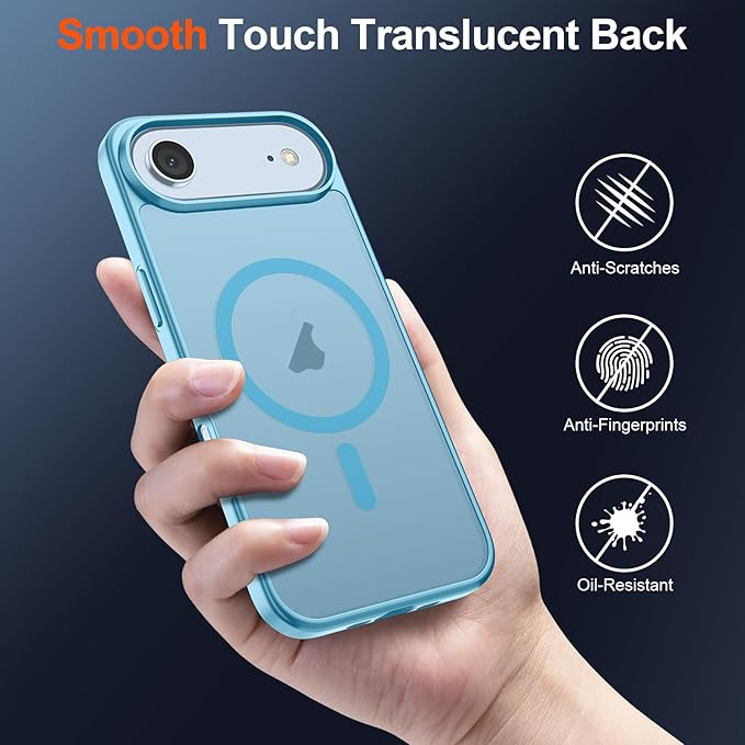 SUPFINE Magnetic for iPhone Air Case (Compatible with MagSafe)(Military Grade Drop Protection) Slim Translucent Matte Shockproof with Anti-Fingerprint Phone Cover for 17 Air,Light Blue