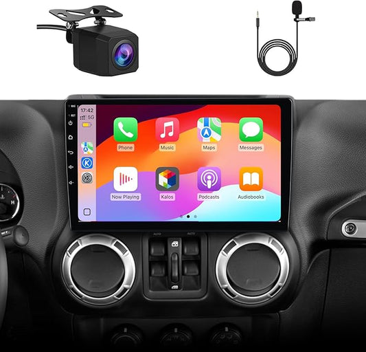 Car Radio Stereo Upgrade for Jeep Wrangler JK 2007-2018 Dodge Ram Android 13 with Wireless CarPlay Android Auto