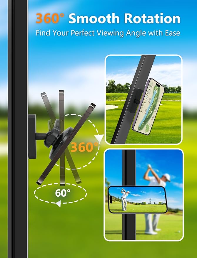 2-Pack Magnetic Golf Cart Phone Holder, Golf Cart Phone Mount with N52 Magnets Compatible with EZGO, Club Car, Yamaha, Golf Cart Accessories