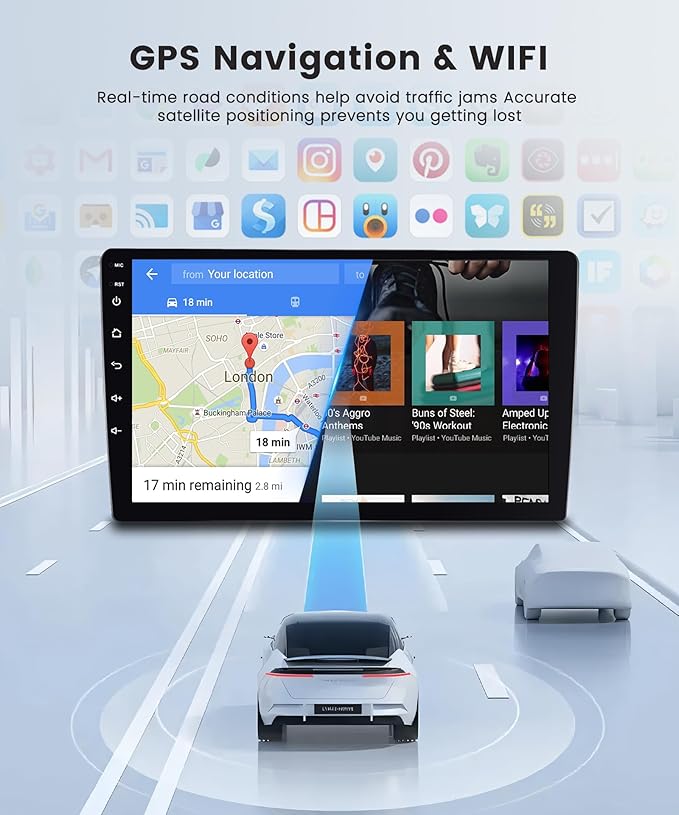 4Core 4G+64G Android Car Radio for Honda Odyssey 2005-2010, Rimoody Car Stereo Carplay Android auto 10.1 Inch Touch Screen GPS WiFi EQ Mirror Link Bluetooth FM Backup Camera