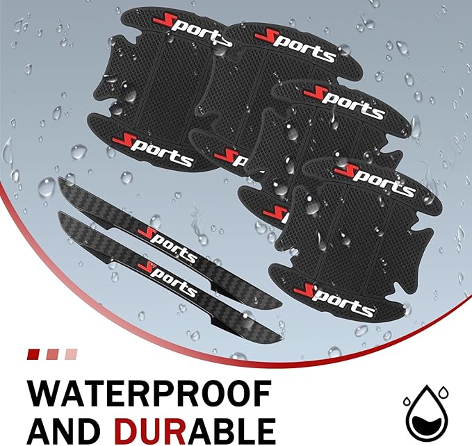 8 PCS Car Door Handle Protectors, Sporty Door Cup Scratch Protectors, Self-Adhesive Door Paint Protective Film, Universal for Most Cars