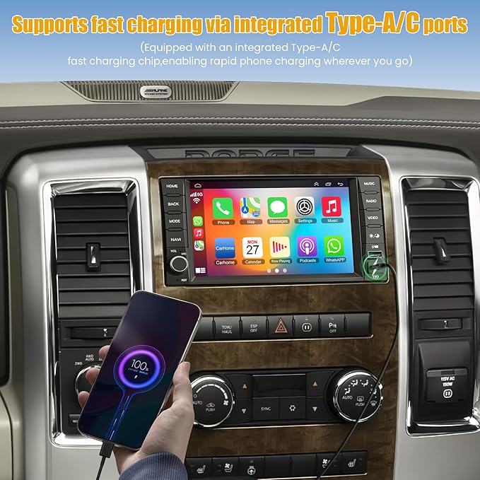 Car Radio Stereo for Dodge Ram Pickup 1500/2500(2009-2012),for Dodge Challenger&Avenger(2008-2014), Android 13.0 (4G RAM 64G ROM) Touch Screen with Wireless Carplay& Android Auto