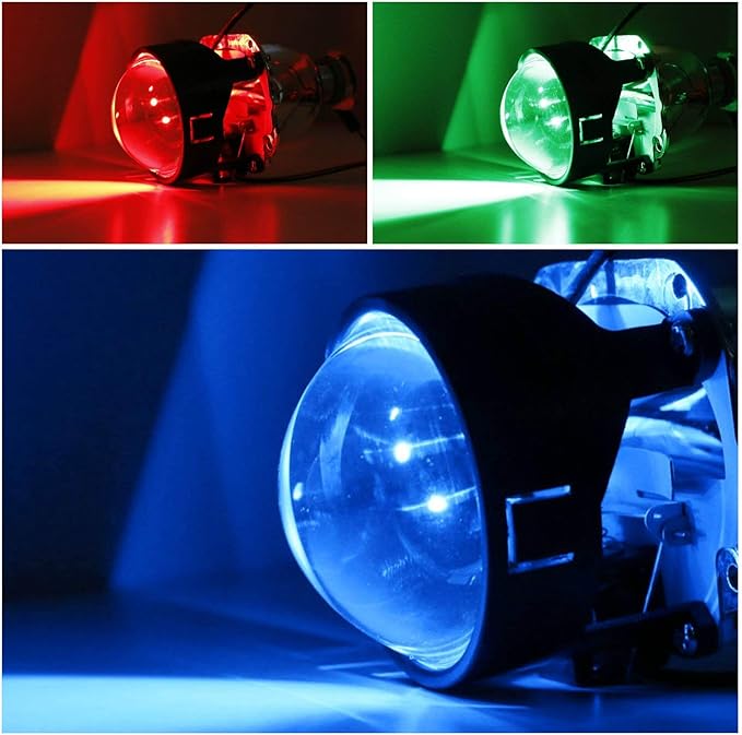 iJDMTOY Mini 3.0-Inch H1 Bi-Xenon Front Lighting Retrofit Projector Lens W/RGB Color-Changing LED Demon Eye Lighting Kit Compatible with Custom Lighting DIY For Off-Road Use Or Show Purpose