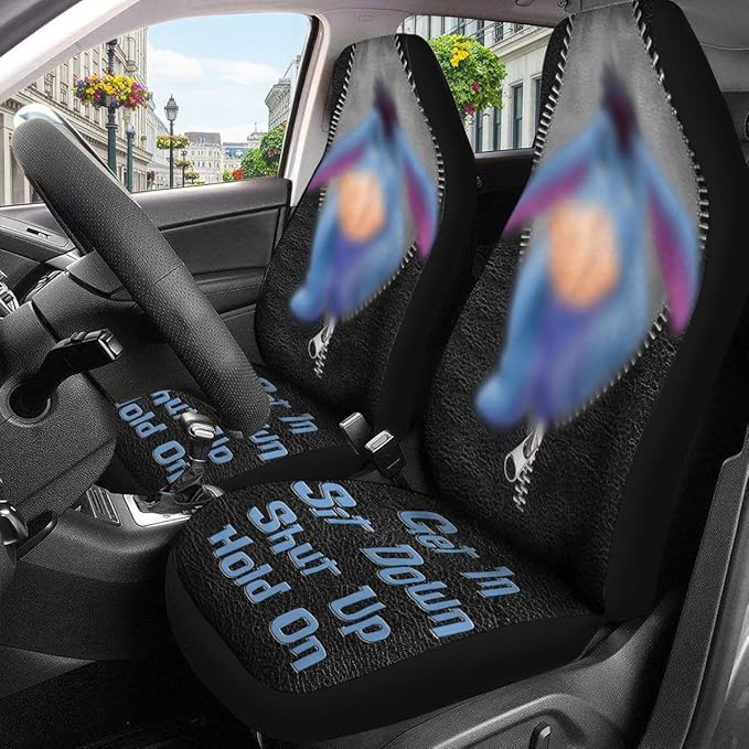 GENANY Cartoon Donkey Car Seat Covers Set of 2, Breathable Front Seat Covers for Truck Sedan SUV, Cute Car Accessories, Cartoon Gift for Women Men
