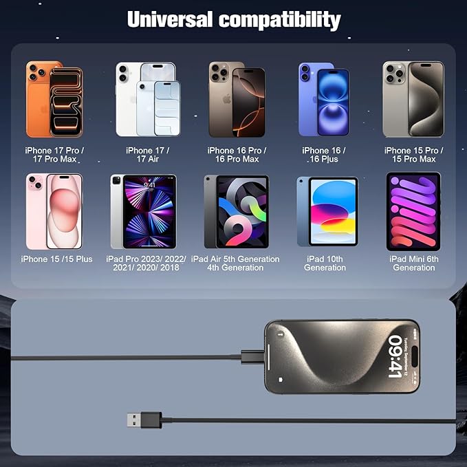 Car Carplay Cable for iPhone 17/16/15,iPhone 16/15 Plus17/16/15 Pro 17/16/15Pro Max charger ,USB A to USB C for Carplay USB C Cord, iPad USB C Cable 10th, iPad Air Car Charger Cable Cord 6FT (Black)