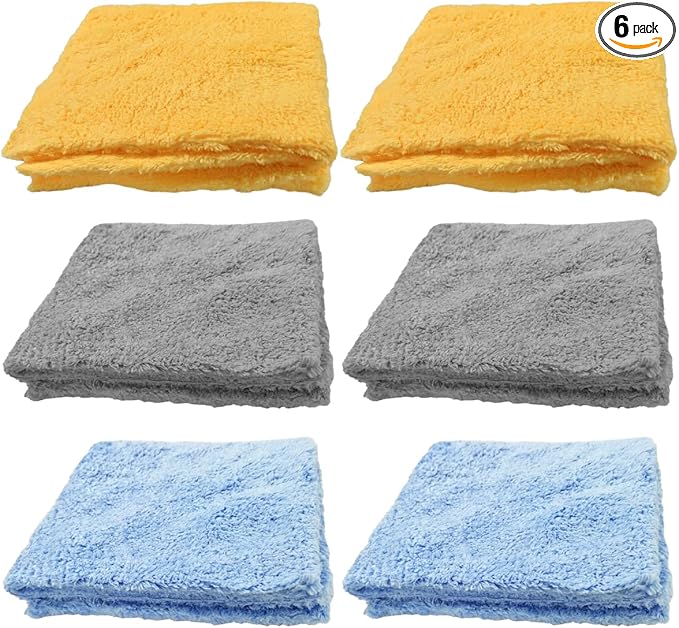 6PCS Car Drying Towel, 16" × 15" Double Sided Microfiber Towels for Cars Detailing, Absorbent Extra Large Cleaning Cloth, 450 GSM Car Detailing Wash Towels for Cars, Trucks, SUVs (Multicolor)