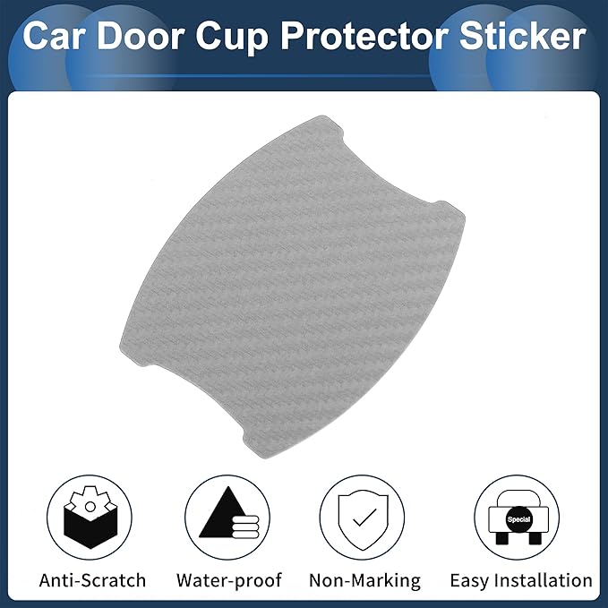 3D Car Door Handle Scratch Protector, 68x85mm Removable Magnetic Car Door Handle Protective Film Grey, 4 Pcs