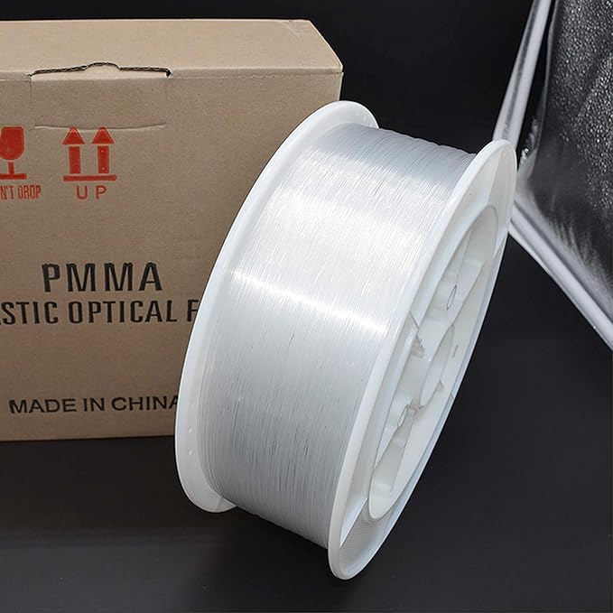 Ultra-Bright PMMA Plastic End Glow Optical Fiber Light for Fiber Optic Star Ceiling Light lamp Starlight Headliner kit for car Home(0.059in diameter/2296ft Per roll)