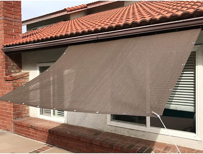 Alion Home Sun Shade Privacy Panel with Grommets and Hems on 4 Sides for Patio, Awning, Window, Pergola or Gazebo - Mocha Brown (8' W x 7' H)