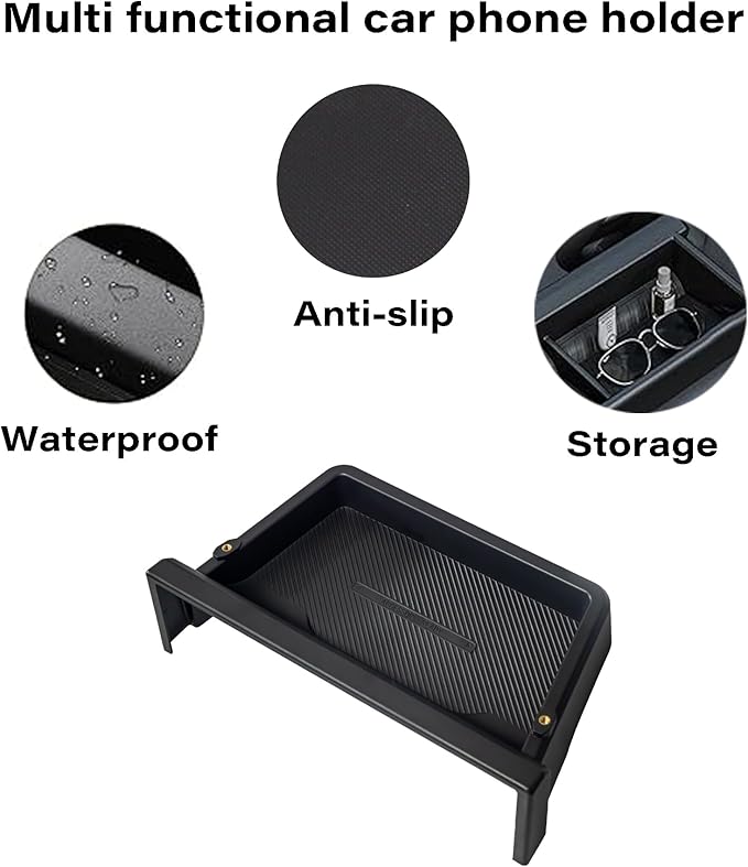 Car Phone Holder for 2025 2026 Toyota Sienna Accessories Apply to 8/12.3 Inch Screen Fixed Clip Magnetic Cell Phone Mount Hands-Free 360 Degree Rotation with Dashboard Storage Tray