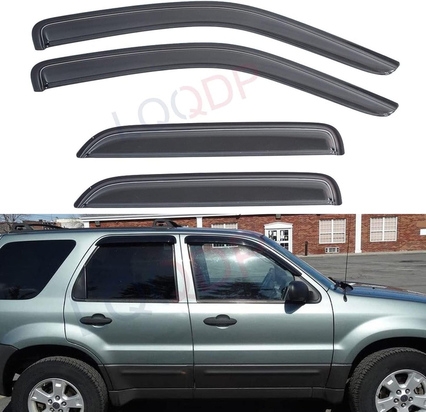 4pcs Front+Rear Smoke Sun/Rain Guard Outside Mount Tape-On Window Visors Compatible with 01-12 Escape 08-11 Tribute 05-11 Mercury Mariner