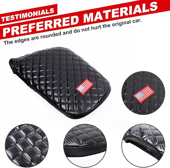 Center Console Cover Pad for Chevrolet Corvette C7 2014-2019 Accessories, Console Arm Rest Lids Cover Mat, Car Armrest Seat Box Cushion Protector, Armrest Pillow, Auto Armrest Cover (Leather_B)