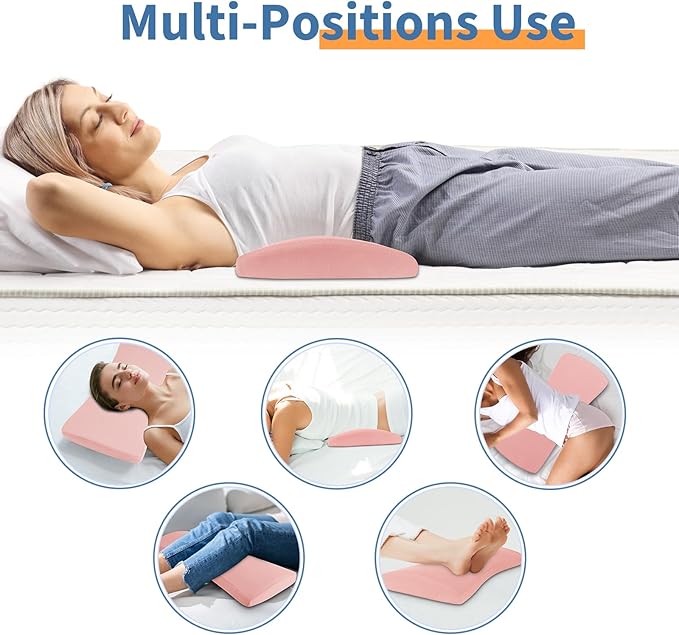 Lumbar Support Pillow for Bed Relief Back Pain: Lower Back Pillow for Sleeping - Memory Foam Waist Pillow - Back Wedge Bolster Pillow for Side, Back&Stomach Sleepers - Bed Rest Pillow for Car, Sofa