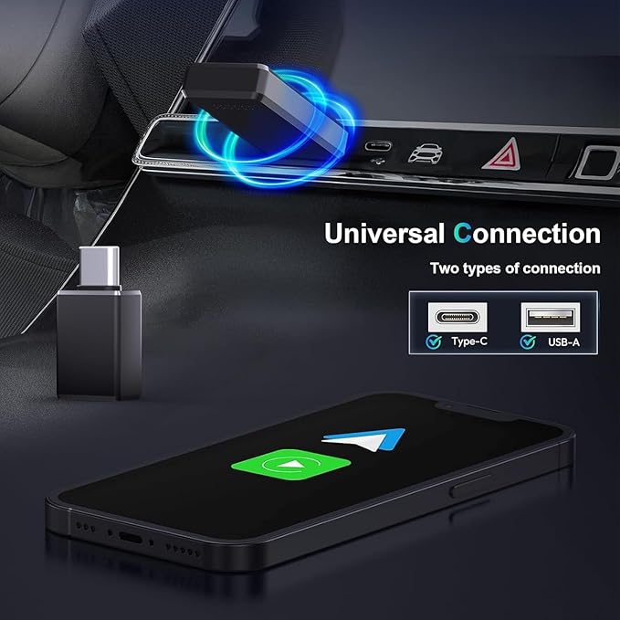 PWAYTEK Wireless CarPlay and Android Auto Adapter, 2-in-1 Mini USB Dongle, Convert Wired CarPlay to Wireless, Fast & Stable Connection for iPhone iOS 10+ and Android 11+