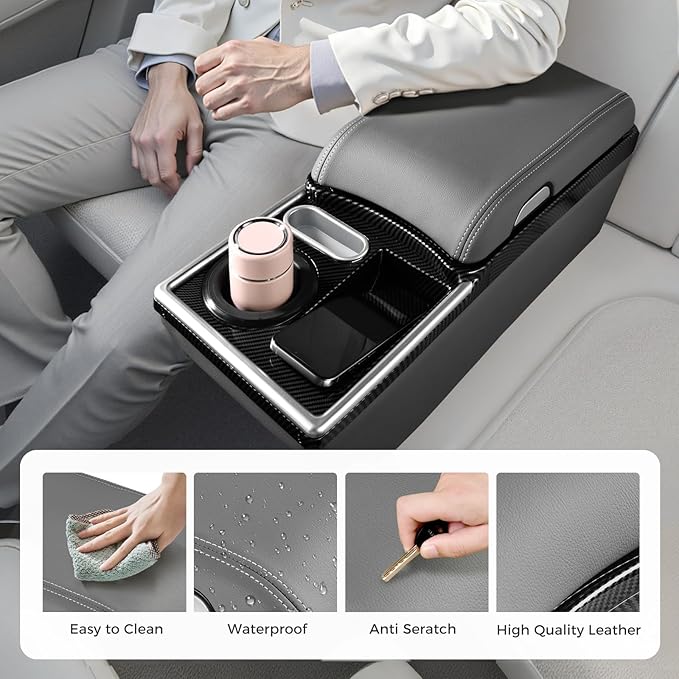 Coverado Center Console, Universal Bench Seat Center Console, Truck Back Seat Car Organizer with Cup Holder, Rear Central Car Armrest Box with Storage, Gray